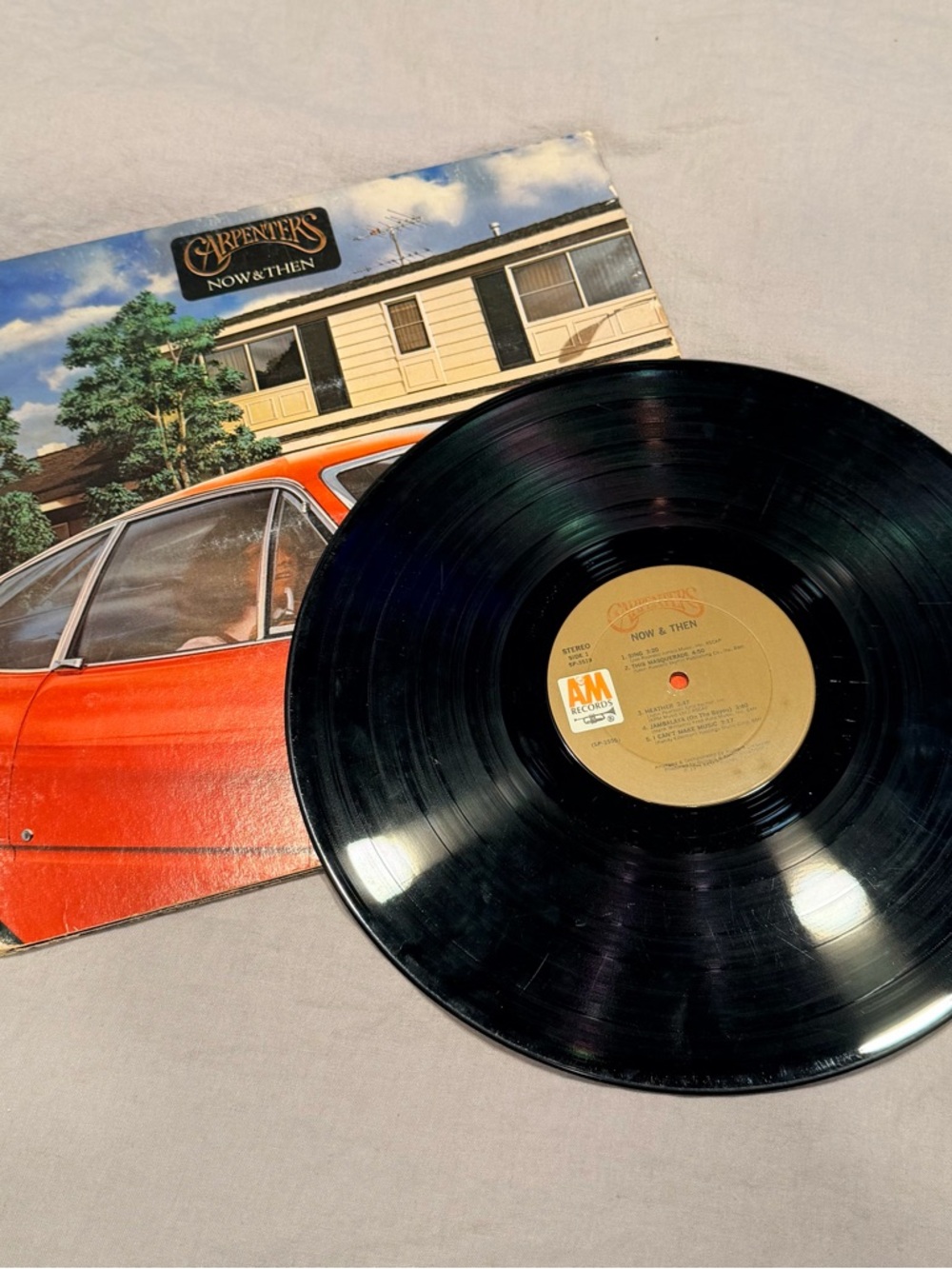 Carpenters "Now & Then" Vinyl Album - Red Car Cover